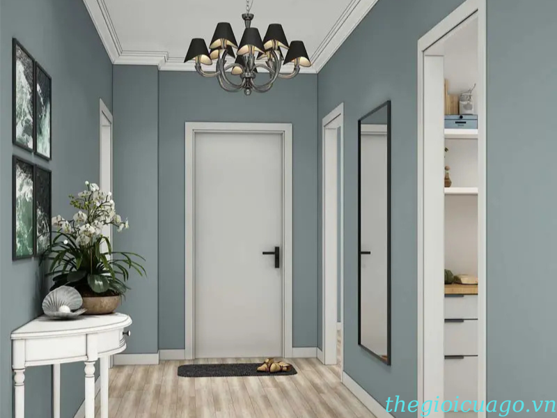 Cửa nhựa composite màu trắng phẳng trơn