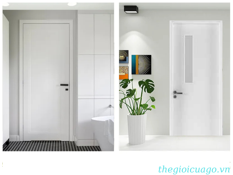 Cửa nhụa composite màu trắng có ô kính