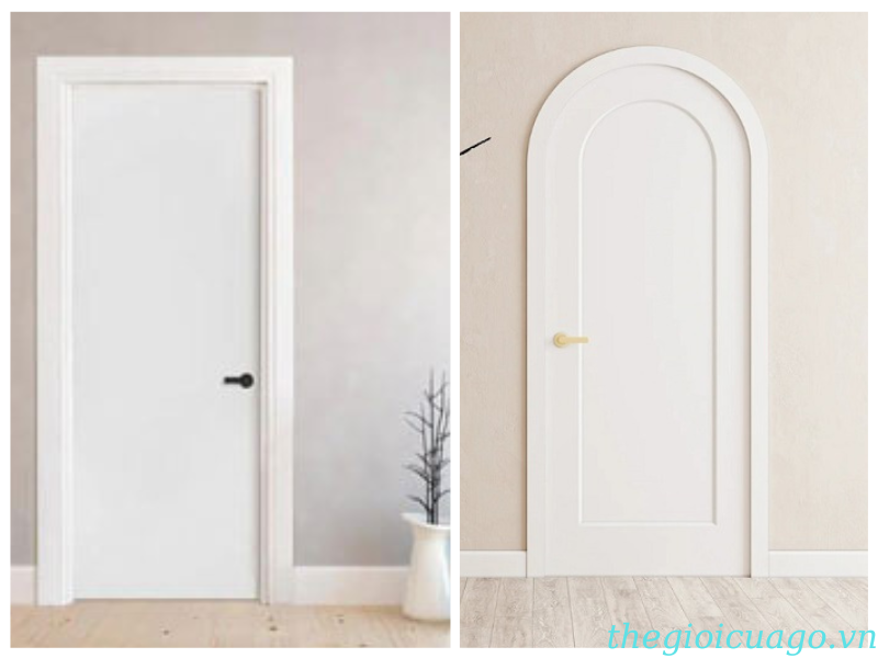 Cửa nhựa composite màu trắng có ô vòm
