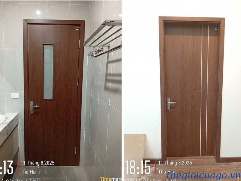 Cửa gỗ nhựa Huge có ô kính