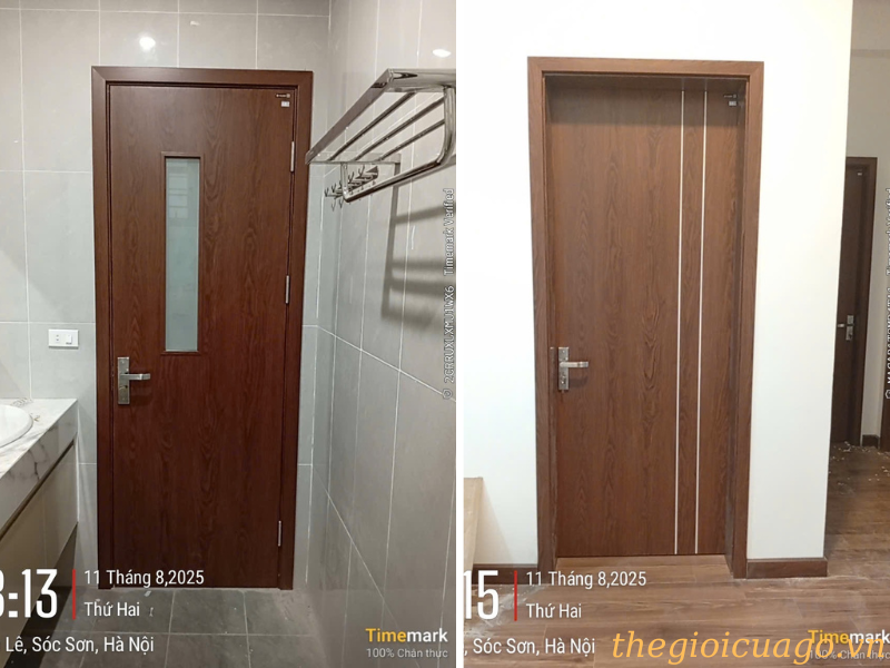 Công trình lắp cửa gỗ Huge